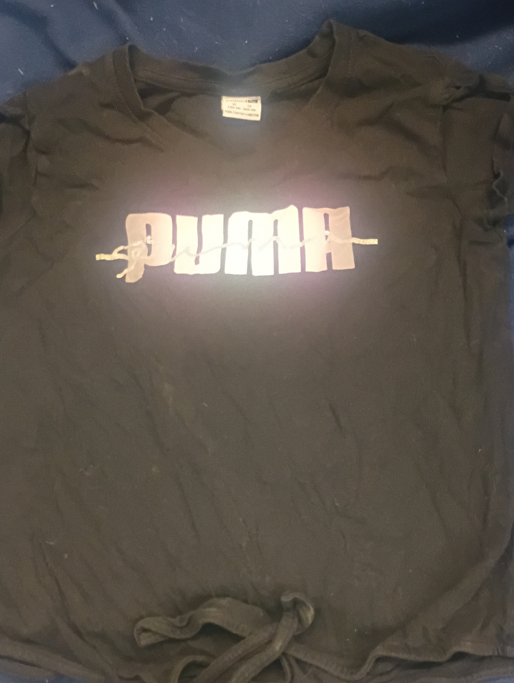 Puma Black Short-Sleeve Logo Tie-Front Tee